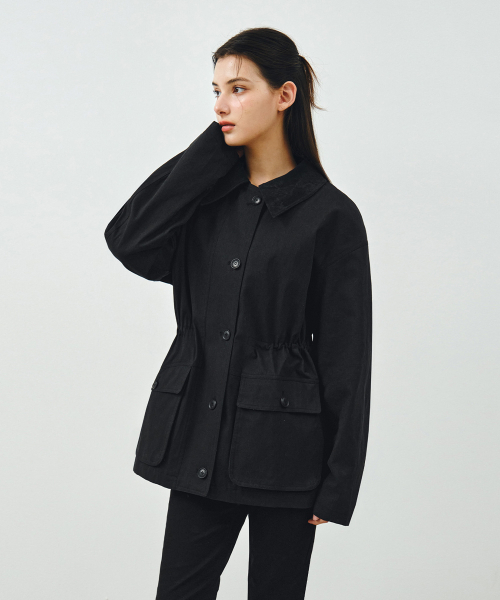MONGDOL(モンドル)の「コットンワークハーフジャケットブラック MDJK039BLACK(ミリタリージャケット・レディース・その他・F)」の5枚目の写真