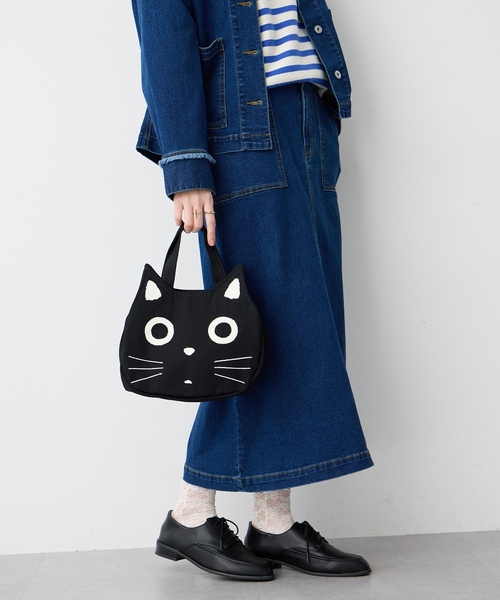 CROSSPLUS ONLINE(クロスプラスオンライン)の「黒猫ミニフェイスバック(トートバッグ・レディース・ブラック・フリー)」の4枚目の写真