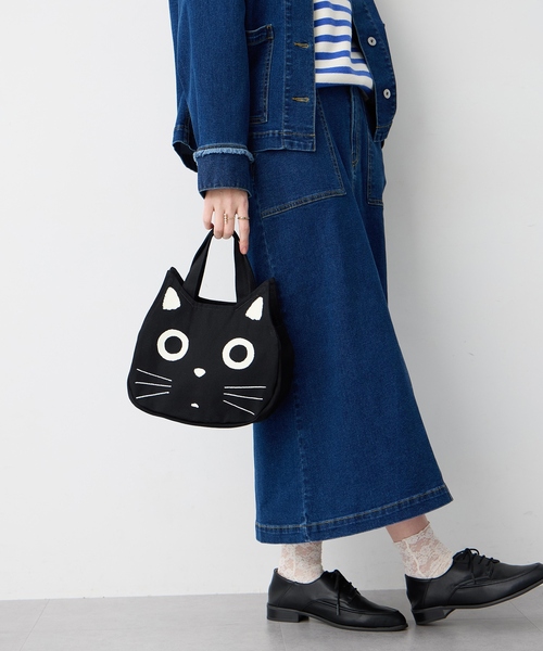 CROSSPLUS ONLINE(クロスプラスオンライン)の「黒猫ミニフェイスバック(トートバッグ・レディース・ブラック・フリー)」の5枚目の写真
