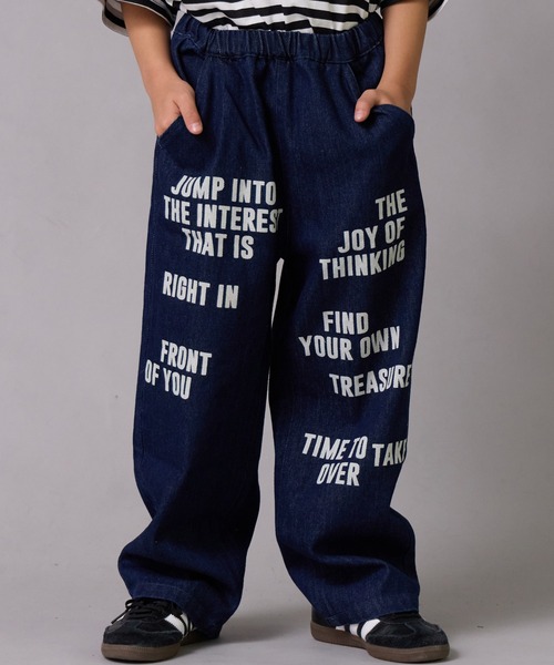 PAIRMANON STREET（ペアマノンストリート）の「デニム ロゴプリント ストレート パンツ【PAIRMANON STREET】（デニムパンツ・キッズ・インディゴブルー/ブラック/ブラック系その他・110/130/100/90/120/140/160/150）」の3枚目の写真