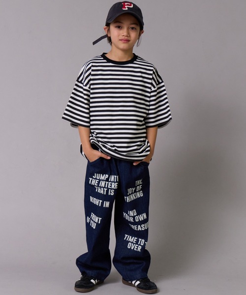 PAIRMANON STREET（ペアマノンストリート）の「デニム ロゴプリント ストレート パンツ【PAIRMANON STREET】（デニムパンツ・キッズ・インディゴブルー/ブラック/ブラック系その他・110/130/100/90/120/140/160/150）」の16枚目の写真