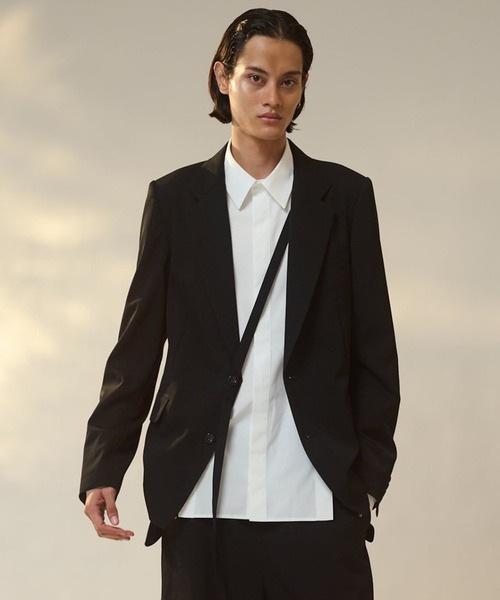 UJOH ウジョー バックベルトテーラードジャケット 変形デザイン UJOH HOMME/ウジョー】2BS Trim Belt JKT / ﾜｯｼｬｰ加工高密度ｷﾞｬﾊﾞｼﾞﾝ