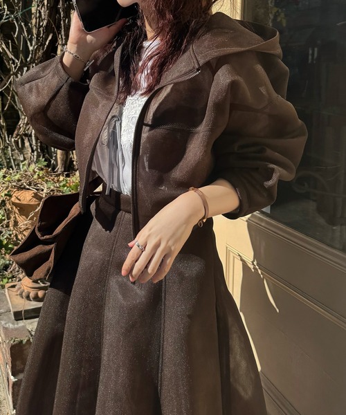 WILLFULLY(ウィルフリー)の「sheer cardboard fabric hoodie tops(その他トップス・レディース・ブラック/ブラウン・FREE)」の1枚目の写真