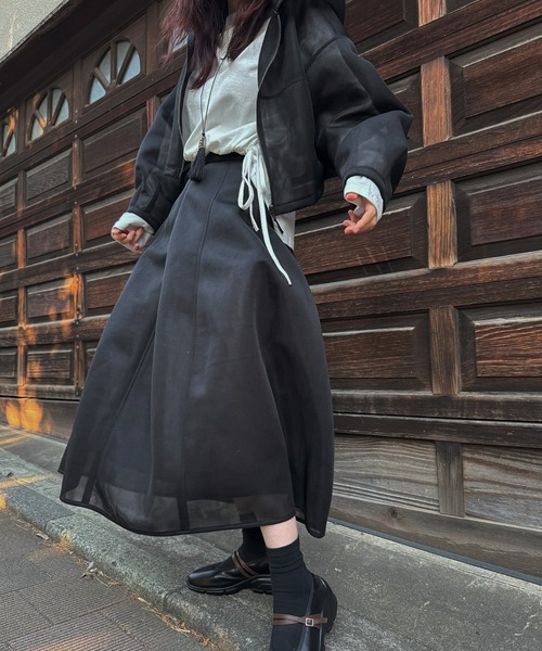 WILLFULLY(ウィルフリー)の「sheer cardboard fabric hoodie tops(その他トップス・レディース・ブラック/ブラウン・FREE)」の5枚目の写真