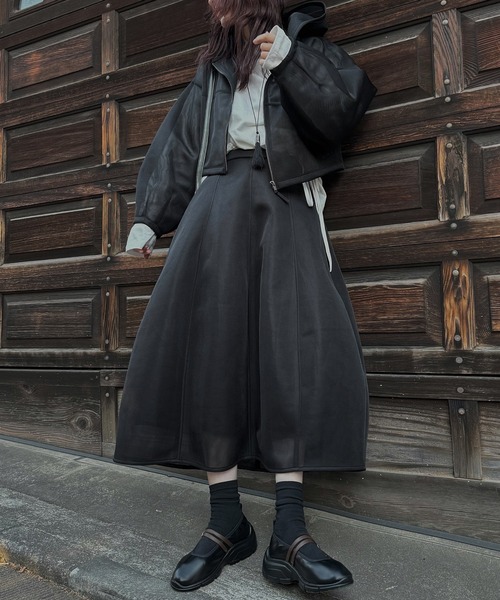 WILLFULLY(ウィルフリー)の「sheer cardboard fabric hoodie tops(その他トップス・レディース・ブラック/ブラウン・FREE)」の7枚目の写真