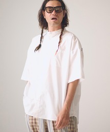 mhs2581-ap embroidery stand collar shirt 半袖シャツ(AP2615032)
