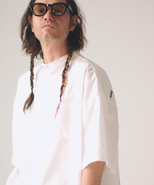 ADAM PATEK(アダムパテック)の「mhs2581-ap embroidery stand collar shirt 半袖シャツ(AP2615032)(シャツ/ブラウス・メンズ・グレー/ホワイト/ダークグレー・2/1)」の6枚目の写真
