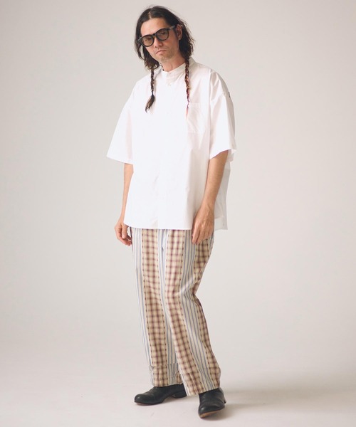 ADAM PATEK(アダムパテック)の「mhs2581-ap embroidery stand collar shirt 半袖シャツ(AP2615032)(シャツ/ブラウス・メンズ・グレー/ホワイト/ダークグレー・2/1)」の8枚目の写真