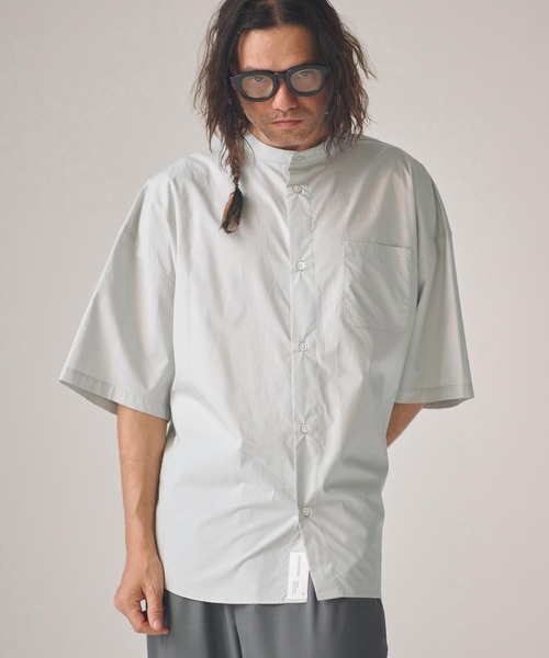 ADAM PATEK(アダムパテック)の「mhs2581-ap embroidery stand collar shirt 半袖シャツ(AP2615032)(シャツ/ブラウス・メンズ・グレー/ホワイト/ダークグレー・2/1)」の10枚目の写真