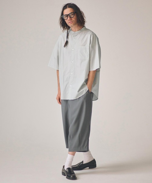 ADAM PATEK(アダムパテック)の「mhs2581-ap embroidery stand collar shirt 半袖シャツ(AP2615032)(シャツ/ブラウス・メンズ・グレー/ホワイト/ダークグレー・2/1)」の14枚目の写真