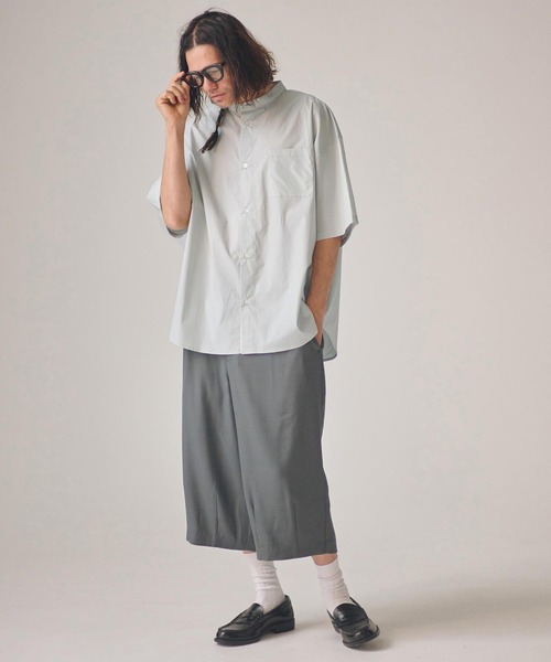 ADAM PATEK(アダムパテック)の「mhs2581-ap embroidery stand collar shirt 半袖シャツ(AP2615032)(シャツ/ブラウス・メンズ・グレー/ホワイト/ダークグレー・2/1)」の15枚目の写真