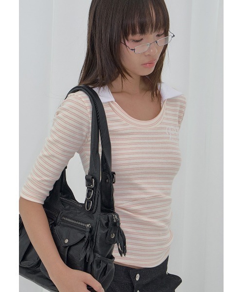FANCY CLUB(ファンシークラブ)の「A'GEM/9 × .kom 『FANCY CLUB/ファンシークラブ』SOFT FANCY COLLAR TOP/ソフトファンシーカラートップス(Tシャツ/カットソー・レディース・ブルー/ブラック/ピンク・FREE)」の17枚目の写真