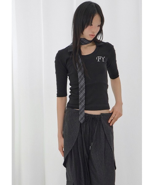 FANCY CLUB(ファンシークラブ)の「A'GEM/9 × .kom 『FANCY CLUB/ファンシークラブ』SOFT FANCY COLLAR TOP/ソフトファンシーカラートップス(Tシャツ/カットソー・レディース・ブルー/ブラック/ピンク・FREE)」の6枚目の写真