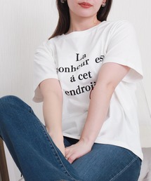 libelle more | 【接触冷感】USAコットンロゴプリント＋刺繍Tシャツ(Tシャツ/カットソー)