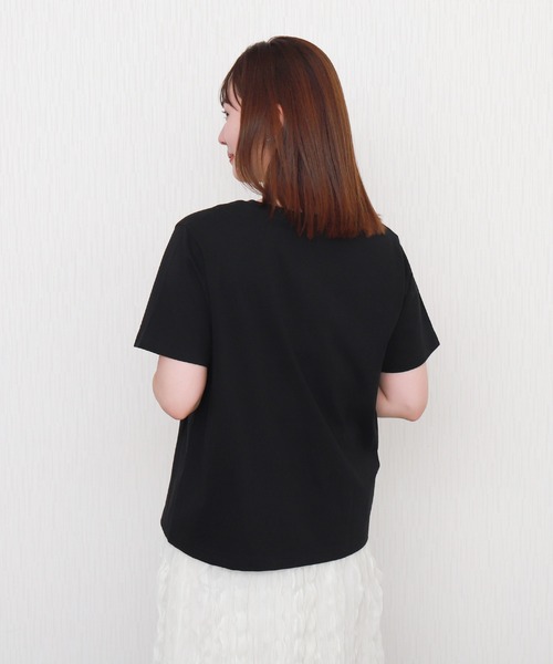 libelle more（リベル モア）の「【接触冷感】USAコットンロゴプリント＋刺繍Tシャツ（Tシャツ/カットソー・レディース・ブラック/グレイッシュベージュ/オフホワイト/サックスブルー・L/M）」の5枚目の写真