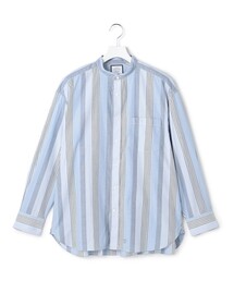 【UNISEX】マルチストライプ バンドカラーシャツ