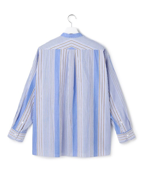 J.PRESS YORK STREET（ジェイプレスヨークストリート）の「【UNISEX】マルチストライプ バンドカラーシャツ（シャツ/ブラウス・メンズ・ブルー系8/ネイビー系8・LARGE/MEDIUM/SMALL）」の3枚目の写真