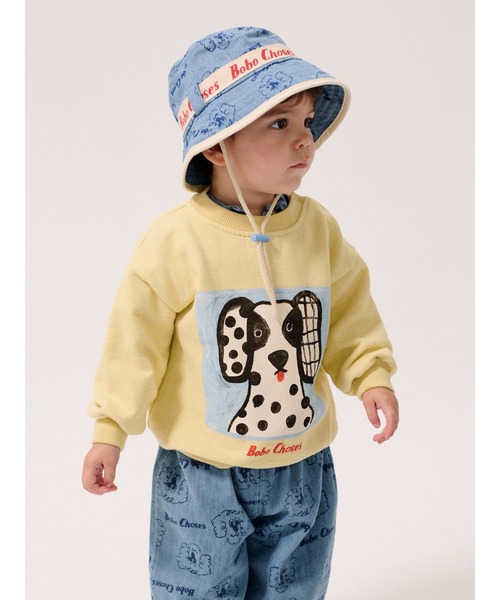 BOBO CHOSES(ボボショーズ)の「Pickles The Dog all over bucket hat(ハット・キッズ・ダークブルー・HEAD48/HEAD50)」の1枚目の写真