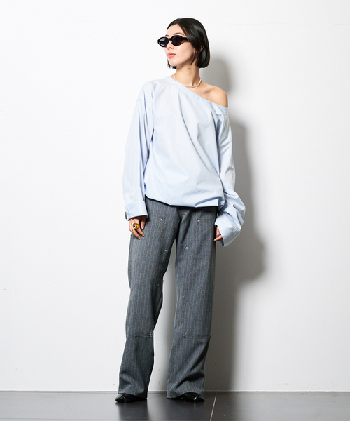 CITYSHOP(シティーショップ)の「CHINTS LONG SLEEVE:ブラウス(シャツ/ブラウス・レディース・ブルー系その他/ブラック・FREE)」の16枚目の写真
