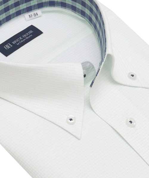 TOKYO SHIRTS(トウキョウシャツ)の「【吸水速乾】【COFREX】形態安定ノンアイロン ボタンダウン 長袖ビジネスワイシャツ(ビジネスシャツ・メンズ・グリーン・首回り39cm-裄丈80cm/首回り39cm-裄丈84cm/首回り41cm-裄丈82cm/首回り41cm-裄丈86cm/首回り42cm-裄丈82cm/首回り42cm-裄丈86cm/首回り43cm-裄丈82cm/首回り43cm-裄丈86cm/首回り37cm-裄丈80cm/首回り37cm-裄丈84cm)」の2枚目の写真
