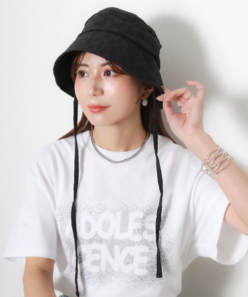 Riberry（リベリー）の「アイレット刺繍バケットハット（ハット・レディース・ブラック/アイボリー・FREE）」の12枚目の写真