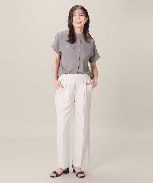 GLACIER lusso（グラシアルッソ）の「【美冷・接触冷感】ポケット付ブラウス（シャツ/ブラウス・レディース・ネイビー/ベージュ/杢グレー/ブルーグリーン・L/LL/M/S）」の19枚目の写真