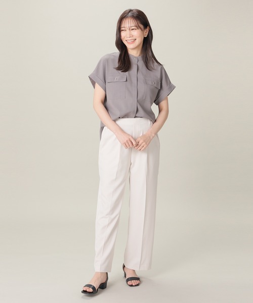 GLACIER lusso（グラシアルッソ）の「【美冷・接触冷感】ポケット付ブラウス（シャツ/ブラウス・レディース・ネイビー/ベージュ/杢グレー/ブルーグリーン・L/LL/M/S）」の18枚目の写真
