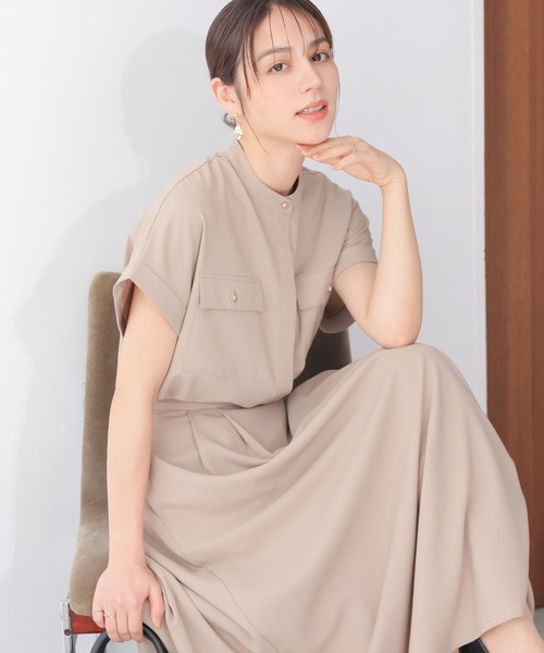 GLACIER lusso（グラシアルッソ）の「【美冷・接触冷感】ポケット付ブラウス（シャツ/ブラウス・レディース・ネイビー/ベージュ/杢グレー/ブルーグリーン・L/LL/M/S）」の13枚目の写真