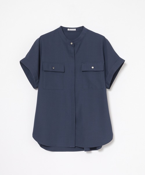 GLACIER lusso（グラシアルッソ）の「【美冷・接触冷感】ポケット付ブラウス（シャツ/ブラウス・レディース・ネイビー/ベージュ/杢グレー/ブルーグリーン・L/LL/M/S）」の12枚目の写真