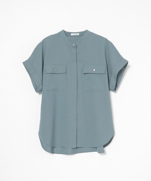 GLACIER lusso（グラシアルッソ）の「【美冷・接触冷感】ポケット付ブラウス（シャツ/ブラウス・レディース・ネイビー/ベージュ/杢グレー/ブルーグリーン・L/LL/M/S）」の10枚目の写真