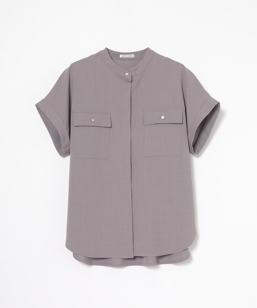 GLACIER lusso（グラシアルッソ）の「【美冷・接触冷感】ポケット付ブラウス（シャツ/ブラウス・レディース・ネイビー/ベージュ/杢グレー/ブルーグリーン・L/LL/M/S）」の7枚目の写真