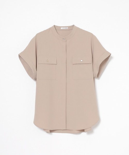 GLACIER lusso（グラシアルッソ）の「【美冷・接触冷感】ポケット付ブラウス（シャツ/ブラウス・レディース・ネイビー/ベージュ/杢グレー/ブルーグリーン・L/LL/M/S）」の5枚目の写真