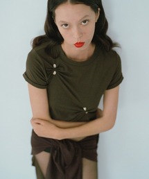 leinwande（ラインヴァンド）の「Stone Pinched Lyocel Tee（Tシャツ/カットソー）」