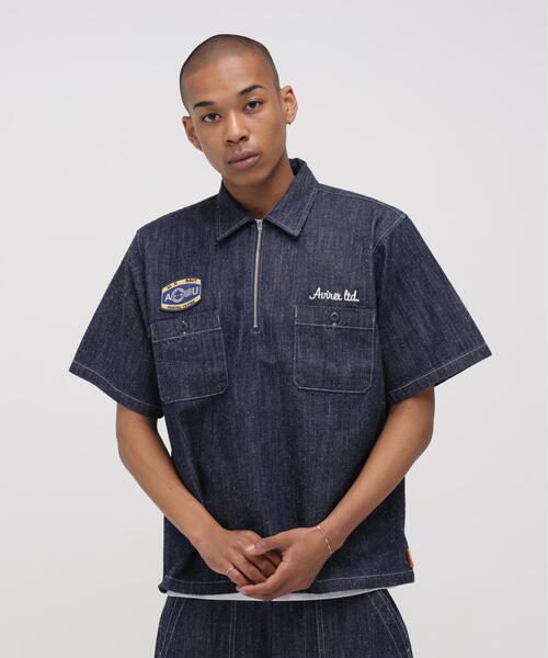 AVIREX × UNIVERSAL OVERALL》NAVY POSTAL HALF ZIP SHIRT / ハーフ