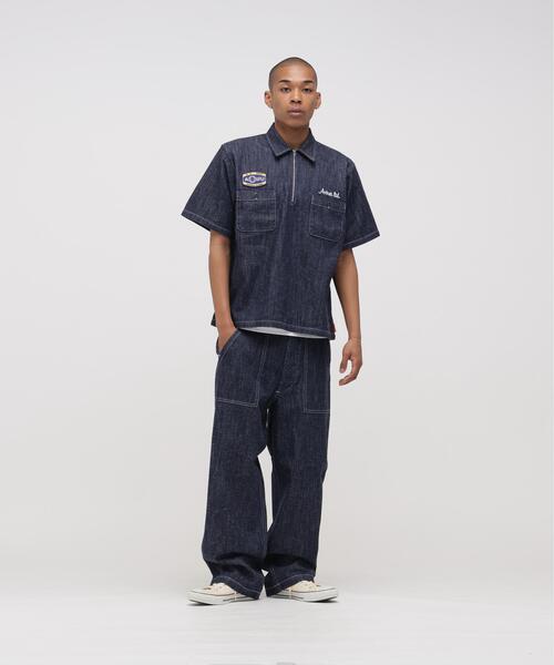 AVIREX × UNIVERSAL OVERALL》NAVY POSTAL HALF ZIP SHIRT / ハーフ