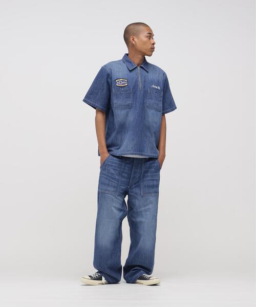 AVIREX × UNIVERSAL OVERALL》NAVY POSTAL HALF ZIP SHIRT / ハーフ
