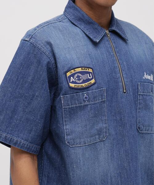 AVIREX × UNIVERSAL OVERALL》NAVY POSTAL HALF ZIP SHIRT / ハーフ
