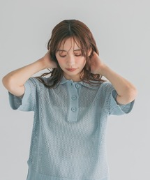 mysty woman | 7Gリネン混メッシュポロ 678719(ポロシャツ)