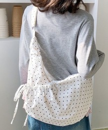 ドット柄ギャザーワンショルダーバッグ