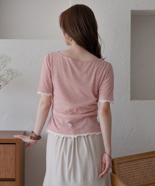 mideal(マイディール)の「twist ribbon layered tops / ツイストリボンレイヤードトップス(Tシャツ/カットソー・レディース・アイボリー/クリーム/ピンク・FREE)」の20枚目の写真