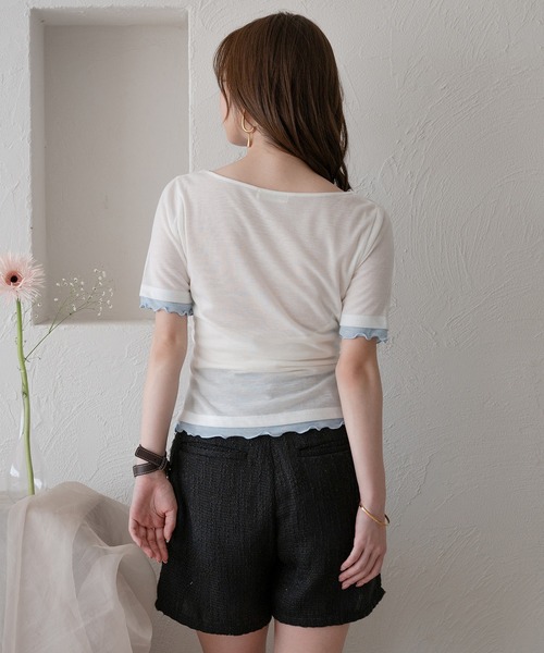 mideal(マイディール)の「twist ribbon layered tops / ツイストリボンレイヤードトップス(Tシャツ/カットソー・レディース・アイボリー/クリーム/ピンク・FREE)」の11枚目の写真