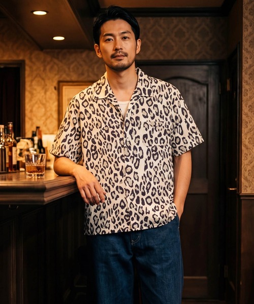 HOUSTON(ヒューストン)の「【UT207】【HOUSTON/ヒューストン】LEOPARD ALOHA SHIRT 41195(シャツ/ブラウス・メンズ・カーキ/オフホワイト・LARGE/MEDIUM)」の1枚目の写真