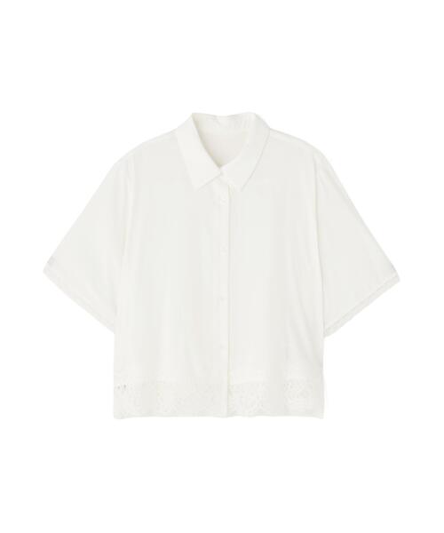 NATURAL BEAUTY BASIC(ナチュラルビューティーベーシック)の「レースドッキングシャツ(シャツ/ブラウス・レディース・ブルー/オフホワイト・フリ-)」の3枚目の写真