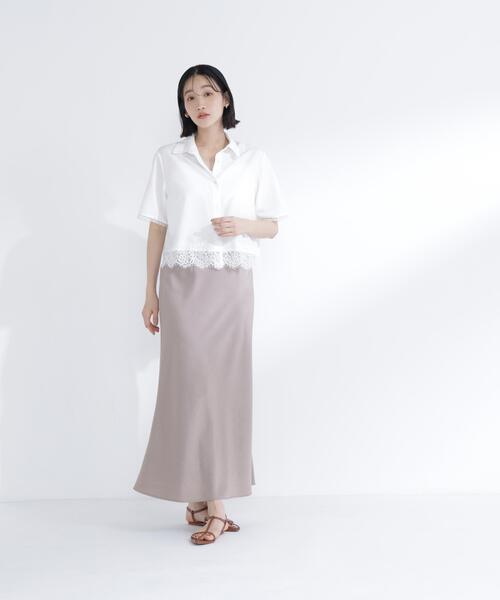 NATURAL BEAUTY BASIC(ナチュラルビューティーベーシック)の「レースドッキングシャツ(シャツ/ブラウス・レディース・ブルー/オフホワイト・フリ-)」の4枚目の写真