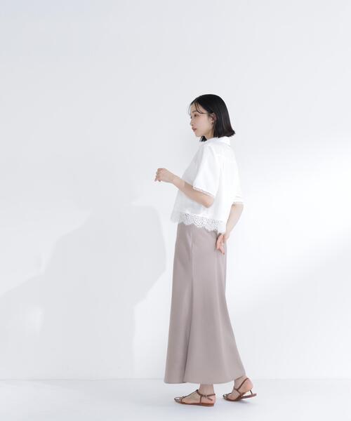 NATURAL BEAUTY BASIC(ナチュラルビューティーベーシック)の「レースドッキングシャツ(シャツ/ブラウス・レディース・ブルー/オフホワイト・フリ-)」の6枚目の写真