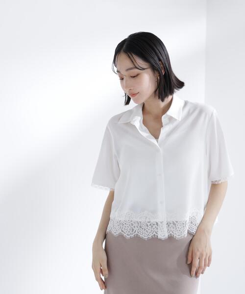 NATURAL BEAUTY BASIC(ナチュラルビューティーベーシック)の「レースドッキングシャツ(シャツ/ブラウス・レディース・ブルー/オフホワイト・フリ-)」の9枚目の写真