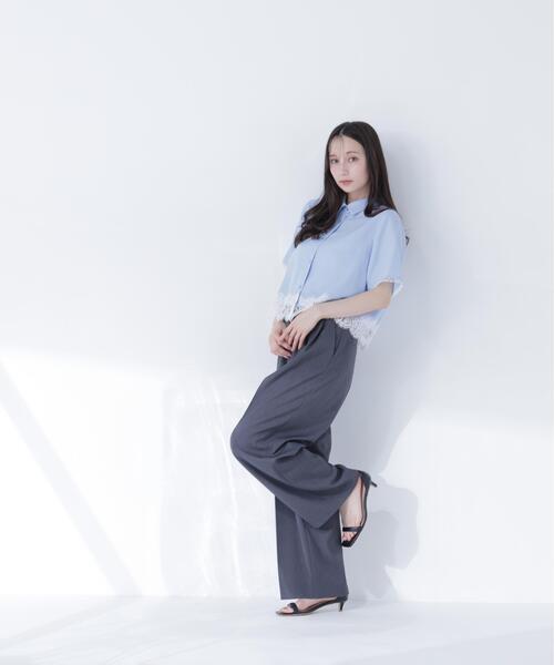 NATURAL BEAUTY BASIC(ナチュラルビューティーベーシック)の「レースドッキングシャツ(シャツ/ブラウス・レディース・ブルー/オフホワイト・フリ-)」の13枚目の写真