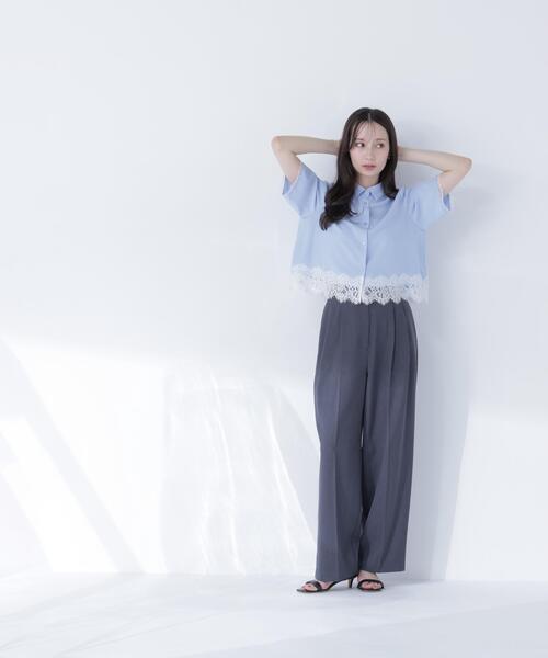 NATURAL BEAUTY BASIC(ナチュラルビューティーベーシック)の「レースドッキングシャツ(シャツ/ブラウス・レディース・ブルー/オフホワイト・フリ-)」の15枚目の写真