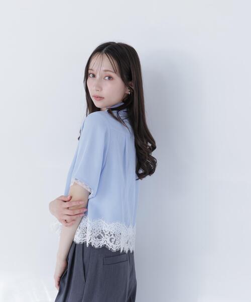 NATURAL BEAUTY BASIC(ナチュラルビューティーベーシック)の「レースドッキングシャツ(シャツ/ブラウス・レディース・ブルー/オフホワイト・フリ-)」の16枚目の写真
