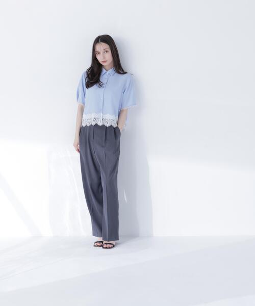 NATURAL BEAUTY BASIC(ナチュラルビューティーベーシック)の「レースドッキングシャツ(シャツ/ブラウス・レディース・ブルー/オフホワイト・フリ-)」の17枚目の写真